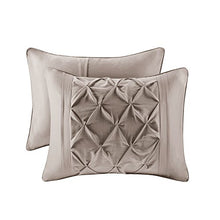 Load image into Gallery viewer, Comfort Spaces Cavoy Faux Silk Comforter Set - Luxe Diamond Tufting, All Season Bedding, Matching Bed Skirt, Decorative Pillows, Taupe King(104"x90") 5 Piece