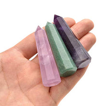 Load image into Gallery viewer, CrystalTears 3pcs 2.4" Healing Crystal Points Wands Natural Amethyst Rose Quartz Green Aventurine Crystal Wand Polished Tumbled Chakra Stone for Home Decor Reiki Healing
