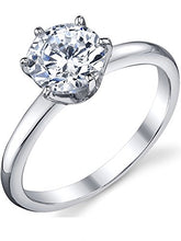 Load image into Gallery viewer, 1.25 Carat Round Brilliant Cubic Zirconia CZ Sterling Silver 925 Wedding Engagement Ring Size 6