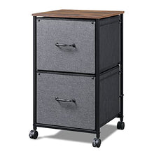 Load image into Gallery viewer, DEVAISE 2 Drawer Mobile File Cabinet, Rolling Printer Stand, Fabric Vertical Filing Cabinet fits A4 or Letter Size for Home Office, Rustic Brown