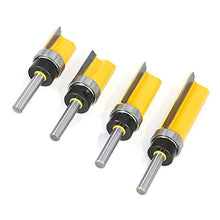 Load image into Gallery viewer, 4Pcs Pattern Flush Trim Router Bit Set 1/4 inch Shank Template Router Bits 1/2 inch Cutting Dia Woodworking Router Tool by CHoiKWong (1/2 inch Cutting Diameter, yellow)