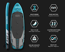 Load image into Gallery viewer, Driftsun Orka Inflatable Paddleboard ISUP 12ft Multi-Person Extra Wide Stand Up ISUP Package, Includes 2 High Pressure/High Volume Pumps and Fin (Teal)