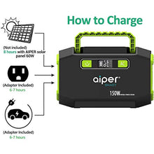 Load image into Gallery viewer, Aiper 150W Portable Power Station 167Wh 45000mAh Solar Generator Lithium Battery Backup Power supply with Dual 110V AC Outlet, 3 DC Ports, 2 USB Outputs for Home Emergency Camping Outdoors