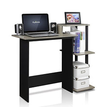 Load image into Gallery viewer, FURINNO Efficient Home Laptop Notebook Computer Desk, Square Side Shelves, French Oak Grey/Black
