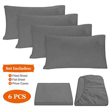 Load image into Gallery viewer, BYSURE Hotel Luxury Bed Sheets Set 6 Piece(Queen, Grey) - Super Soft 1800 Thread Count 100% Microfiber Sheets with Deep Pockets, Wrinkle & Fade Resistant