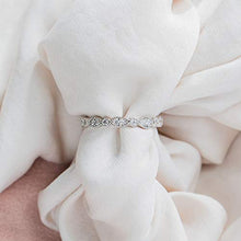 Load image into Gallery viewer, PAVOI 14K White Gold Plated Rings Cubic Zirconia Band | Round Milgrain Eternity Bands | White Gold Rings for Women Size 7