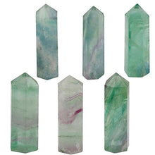 Load image into Gallery viewer, rockcloud Green Flourite Healing Crystal Point Faceted Prism Wand Carved Reiki Stone Figurine