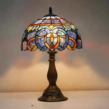 Load image into Gallery viewer, Tiffany Style Lamp Stained Glass Table Lamps Blue Purple Clouldy Lampshade 18 Inch Tall Antique Bookcase Beside Desk Reading Lighting for Living Room Bedroom S558 WERFACTORY