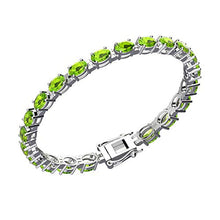 Load image into Gallery viewer, Solid Sterling Silver 6x4mm Oval Cut 9 CTW Green Peridot Brilliant Sparkle Tennis Bracelet for Women, Box Chain with Safety