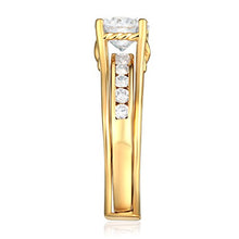 Load image into Gallery viewer, TWJC 14k Yellow Gold Solid Engagement Ring & Wedding Band Set - Size 7.5