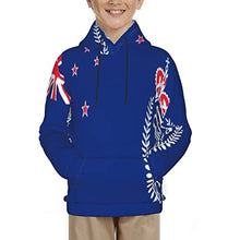 Load image into Gallery viewer, Zealand Police Flag Print Hoodies Kids 3D Print Sweatshirts Long Sleeve Pullover Hoodies with Pocket for Teen Boys and Girls Black