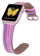 Load image into Gallery viewer, PEAK ZHANG Compatible with Apple Watch Band, 38mm 40mm Women Top Grain Leather Strap for iWatch Series 4,3,2,1 (Rainbow+Pink Rose Clasp, 38mm 40mm S/M)