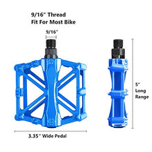 Load image into Gallery viewer, Bike pedals - Mountain Bike Pedals - Aluminum CNC Bearing Bicycle Pedals - Road Bike Pedals with 16 Anti-skid Pins - Lightweight Platform Pedals - 9/16" Spindle Bike Pedal for BMX/MTB Bike Blue
