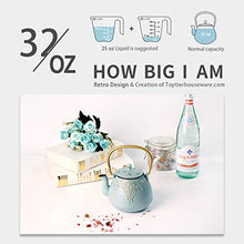 Load image into Gallery viewer, Teapot, TOPTIER Japanese Cast Iron Tea Kettle with Stainless Steel Infuser, Cast Iron Teapot Stovetop Safe, Leaf Design Teapot Coated with Enameled Interior for 32 Ounce (950 ml), Turquoise Blue