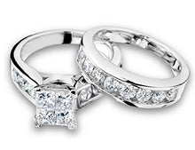 Load image into Gallery viewer, Zahras The Jewelry Crafter Manufacturer Princess Cut Diamond Engagement Rings for Women and Wedding Band Set in 10K White Gold (8.5.50)
