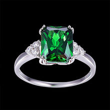 Load image into Gallery viewer, BONLAVIE Sterling Silver 925 Friendship & Love Ring with Created Green Emerald Cubic Zirconia Size 8