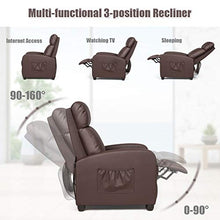 Load image into Gallery viewer, Giantex Recliner Chair for Living Room, Recliner Sofa Wingback Chair w/Massage Function, Padded Seat PU Leather Reclining Chair w/Side Pocket, Home Theater Seating Massage Recliner Easy Lounge (Brown