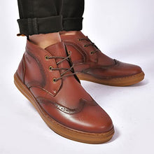 Load image into Gallery viewer, Men's Mid Top Casual Wingtip Brogue Oxford Dress Sneaker Boots for Men Arkbird Comfortable Daily Work Ankle Shoe Brown 10