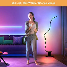 Load image into Gallery viewer, RGBW Modern Face Floor Lamp for Bedroom Living Room, 55.5 inches High Unique Standing Reading Floor Lamp, Dimmable Black Led Floor Lamp with Remote, Cool Ambient Lighting Changing Curved Floor Lamp