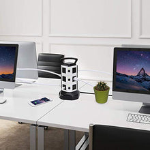 Load image into Gallery viewer, Power Strip Tower JACKYLED Surge Protector Electric Charging Station 3000W 13A 10 Outlets 4 USB Ports with 16AWG 6.5ft Heavy Duty Extension Cord for Home Office