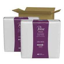 Load image into Gallery viewer, Poise Incontinence Pads, Maximum Absorbency, Long, 84 Count (2 Packs of 42) (Packaging May Vary)