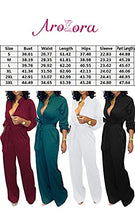 Load image into Gallery viewer, Aro Lora Women's Deep V Neck Long Sleeve Button Down One Piece Wide Leg Jumpsuit Romper Small Blue