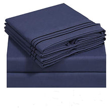 Load image into Gallery viewer, VERZEY Bed Sheet Microfiber 1200tc Soft Cozy Brushed Cooling Wrinkle, Tear, Fade-Resistant Deep Pocket(Navy Blue, Queen, 6 Pieces)