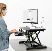 Load image into Gallery viewer, VIVO Black Height Adjustable 32 inch Standing Desk Converter, Sit Stand Dual Monitor and Laptop Riser Workstation (DESK-V000K)