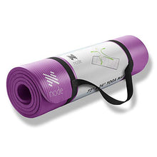 Load image into Gallery viewer, Node Fitness 72" x 24" Yoga Mat - 1/2" Extra Thick with Carrying Strap - Purple