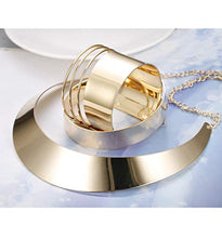 Load image into Gallery viewer, Hanpabum Women Gold Tone Choker Necklace and Cuff Bangle Bracelet Jewelry Set Exaggerated Punk Style (A:Gold Tone)