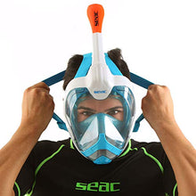 Load image into Gallery viewer, SEAC Magica, Full Face Antifog Snorkelling Mask with Soft Facial Skirt in 2 Sizes, Exhalation Valve and Dry Snorkel Top, White/Orange, Small/Medium