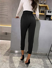 Load image into Gallery viewer, Women Tartan Pants High Waist Wide Leg Elastic Bootcut Pants Pockets Plaid L