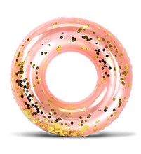 Load image into Gallery viewer, CoTa Global Inflatable Pool Float Tube Confetti 36 Inches Premium Swim Ring Heavy Duty Vinyl Flotation Pool Floats Toy for The Beach, Party, Vacation, UV Resistant - Pool Party (Rose Gold)