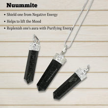 Load image into Gallery viewer, Nuummite Crystal Pencil Point Pendant Necklace with Adjustable Cord - Natural Healing Crystals and Stones for Men, Women and Kids