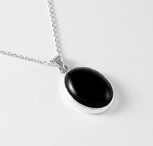 Load image into Gallery viewer, Sterling Silver 925 Black Onyx Oval Pendant Necklace 16+2 inches Chain - Elegant Gift Box