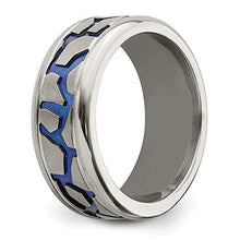 Load image into Gallery viewer, ICE CARATS Edward Mirell Titanium Blue Anodized Brushed 9mm Wedding Ring Band Size 12.00 Man Fancy Fashion Jewelry for Dad Mens Gifts for Him