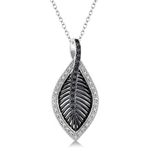 Load image into Gallery viewer, Evoque Round Cut Natural & Treated Black Diamond Pendant Necklace (1/10 Ctw) - Jewelry for Women with 18" Sterling Silver Chain