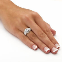 Load image into Gallery viewer, Sterling Silver Round Cubic Zirconia Bezel Set Vintage Style 3 Stone Bridal Ring Size 7
