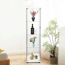 Load image into Gallery viewer, FLYMUHJIA Curio Cabinet Glass Display Case for Collectibles Cabinet Display Cabinet with Door 4-Shelf Display Shelves Showcase, 64.2”Hx16.9''Lx 14.6''W White