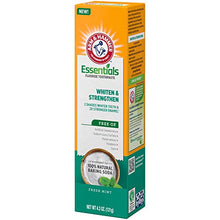 Load image into Gallery viewer, Arm & Hammer Essentials Whiten & Strengthen Fluoride Toothpaste, 100% Natural Baking Soda, Fresh Mint, 4.3 Oz (Pack of 4)