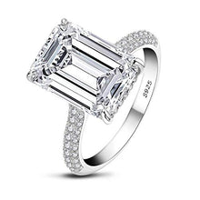 Load image into Gallery viewer, AINUOSHI 6 Carats Emerald Cut Cubic Zirconia CZ Rhodium Plated/Rose Gold Sterling Silver Simulated Diamond Wedding Engagement Ring