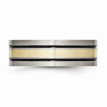 Load image into Gallery viewer, ICE CARATS Titanium 14k Yellow Inlay Flat 7mm Brushed Wedding Ring Band Size 10.50 Precious Metal Fine Jewelry for Women Gifts for Her
