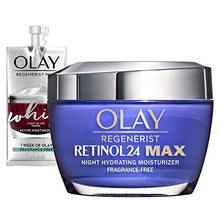 Load image into Gallery viewer, Olay Regenerist Retinol 24 Max Moisturizer, Retinol 24 Max Night Face Cream, Fragrance Free, 1.7 Oz + Whip Face Moisturizer Travel/Trial Size Gift Set