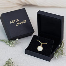 Load image into Gallery viewer, 14K Gold White Opal Necklace - 14K Solid Yellow Gold Dainty Necklace with October Birthstone Pendant, 12mm Large Size Opal Gemstone - Handmade Bridal Wedding Jewelry for Brides & Classy Women