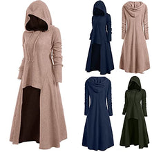 Load image into Gallery viewer, Womens Long Sleeve Tshirt Teens Girls Loose Blouse Top Sweater Soft Comfy Coat Retro Dress Hooded Elasticity Sweatshirt Khaki