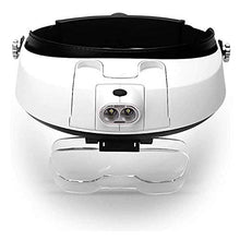 Load image into Gallery viewer, ZYuan Hands Free Head Magnifier Visor, Headband Magnifier Glasses with LED Lights Illumination, Head-Mounted Reading Magnifier Loupe Head Wearing