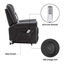 Load image into Gallery viewer, Electric Power Lift Recliner Chair Dual TUV Motor Infinite-Positions Lay Flat Sleeper Faux Leather Lounge w/Remote Control Dual USB Charging Ports 7298 (Black)
