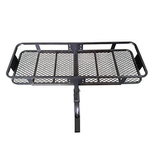 Load image into Gallery viewer, MeeFar Folding Hitch Mount Cargo Carrier Basket 60" X 20" X 6"+Waterproof Cargo Bag 16 Cubic Feet(58" 19" 24"),Hauling Weight Capacity of 500 Lbs and A Folding Arm.with Hitch Stabilizer,Net and Straps