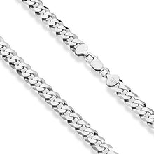 Load image into Gallery viewer, Miabella Solid 925 Sterling Silver Italian 9mm Solid Diamond-Cut Cuban Link Curb Chain Necklace For Men 18, 20,22, 24, 26, 28, 30 Inch Made in Italy (24 Inches)