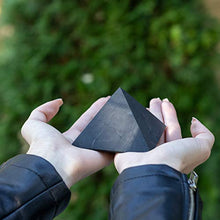 Load image into Gallery viewer, Heka Naturals Unpolished Shungite Pyramid 3 Inches, Contains Fullerenes for EMF Protection | Authentic Anti-Radiation Shungite Stone Figures from Karelia, Russia | 3 Inch Pyramid, Unpolished